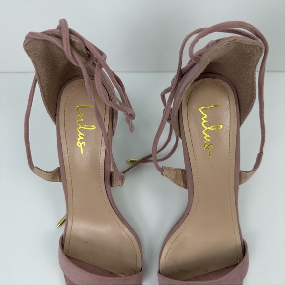 Lulus Dusty Pink Suede Aimee Open Toe Ankle Wrap Tie Heels Size 8.5 - Picture 14 of 17